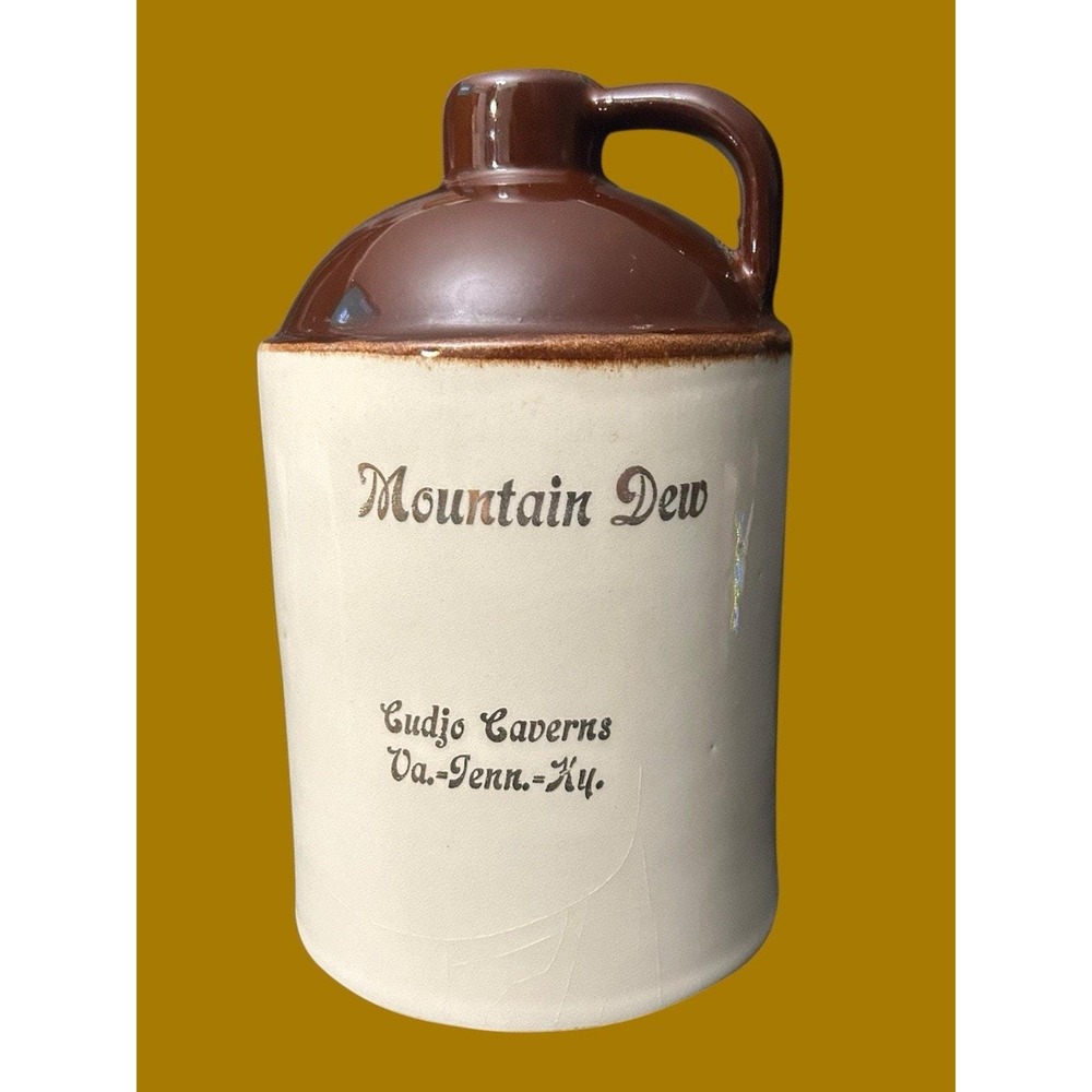 Vintage Paden City Pottery Mountain Dew Jug Cudjo Cavern Cumberland Gap Souvenir